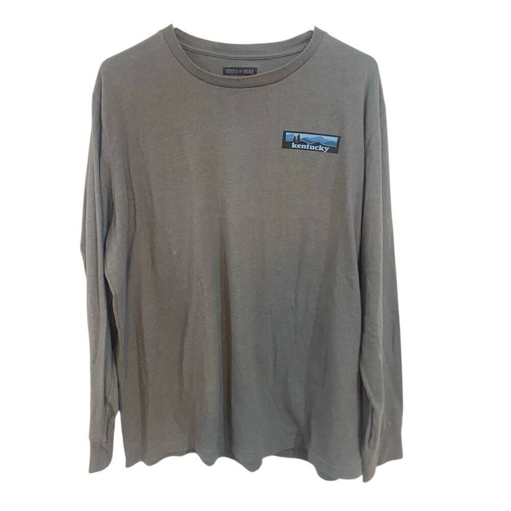 State of mind long sleeve gray blue crew neck Kentucky graphic XL